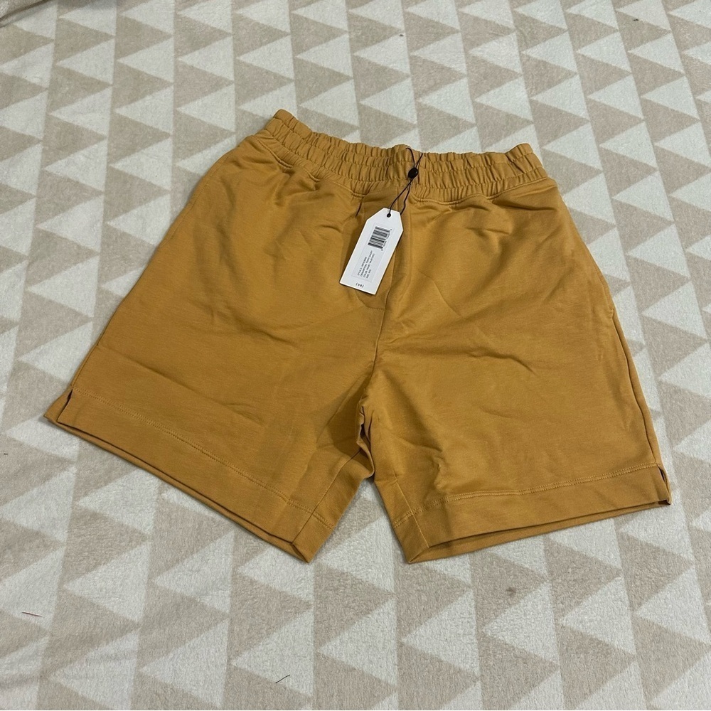Universal standard terry shorts mustard yellow comfort sweat shorts